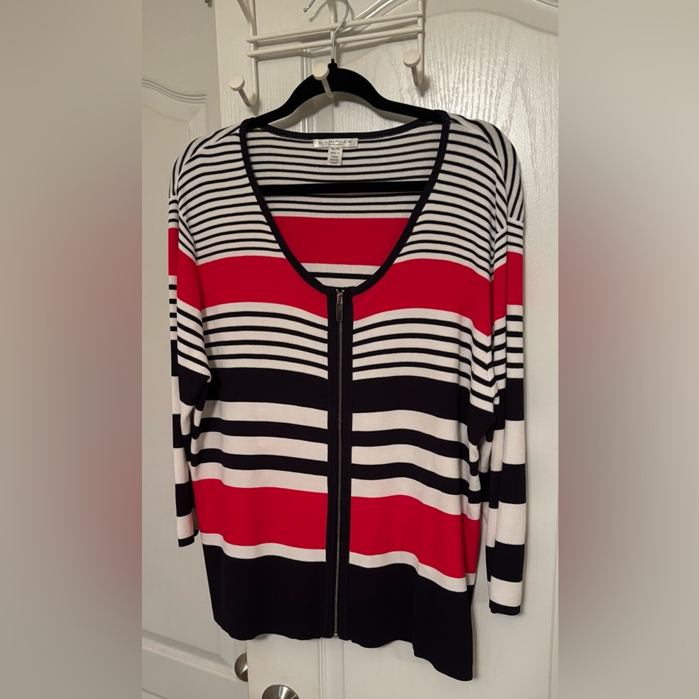 Lanalee Striped Women's Sweater - Red, Black, White
